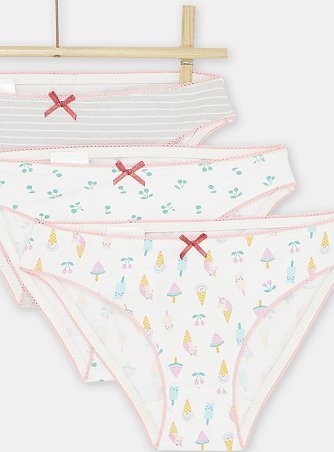 Σετ Παιδικά Εσώρουχα για Κορίτσια Λευκά Ice cream 3 τμχ