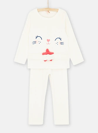 Παιδικές Μακρυμάνικες Πιτζάμες για Κορίτσια White Paws
