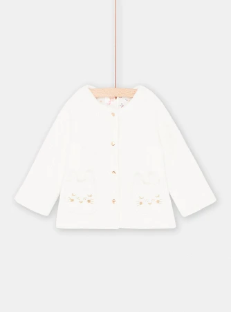 Βρεφική Ζακέτα για Κορίτσια Διπλής Όψης Λευκή Flowers