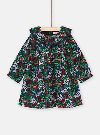 Βρεφικό Μακρυμάνικο Φόρεμα για Κορίτσια Blue Floral