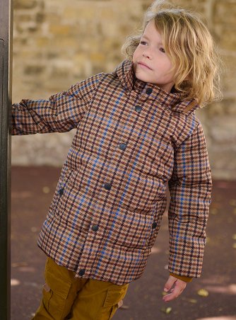 Παιδικό Αδιάβροχο Μπουφάν για Αγόρια Καφέ Καρό