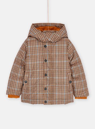 Παιδικό Αδιάβροχο Μπουφάν για Αγόρια Καφέ Καρό