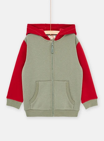Παιδική Μακρυμάνικη Ζακέτα για Αγόρια Κόκκινη/Λαδί