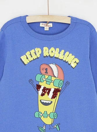 Παιδική Μακρυμάνικη Μπλούζα για Αγόρια Light Blue Skateboard