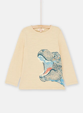 Παιδική Μακρυμάνικη Μπλούζα για Αγόρια Beige Neon Dino