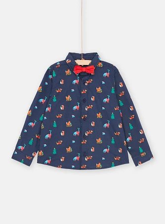 Παιδικό Χριστουγεννιάτικο Πουκάμισο για Αγόρια Blue Christmas Spirit