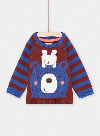Βρεφικό Πουλόβερ για Αγόρια Blue/Brown Bear