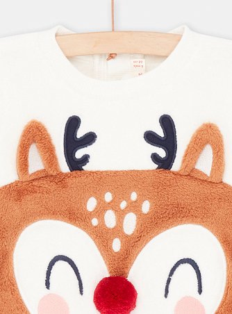 Βρεφικό Χριστουγεννιάτικο Πουλόβερ για Αγόρια White Santa Deer