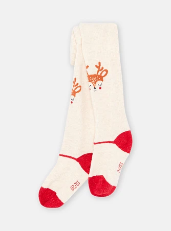 Βρεφικό Χριστουγεννιάτικο Καλσόν για Κορίτσια White Deer