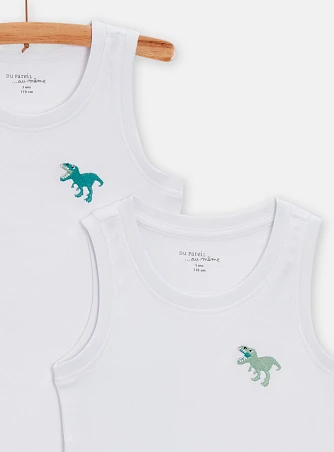 Σετ Παιδικά Φανελάκια για Αγόρια Λευκά Dinosaurs 2 τμχ