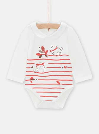 Βρεφικό Μακρυμάνικο Κορμάκι για Κορίτσια White/Red Stripes