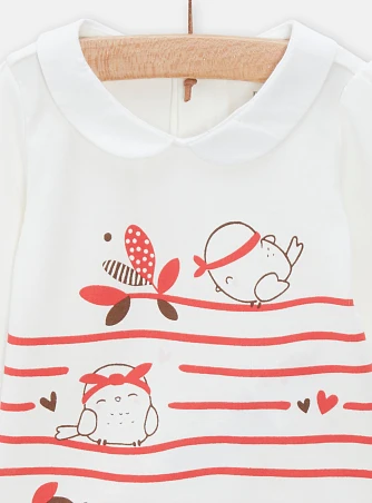 Βρεφικό Μακρυμάνικο Κορμάκι για Κορίτσια White/Red Stripes