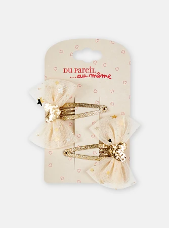 Παιδικά Κοκκαλάκια για Κορίτσια Gold Bows 2τμχ