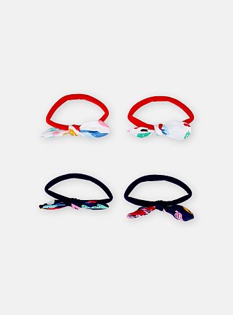 Παιδικά Λαστιχάκια για Κορίτσια Black/Red Bow 4τμχ