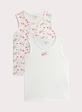 Σετ Παιδικά Φανελάκια για Κορίτσια Pink Unicorn 2 τμχ