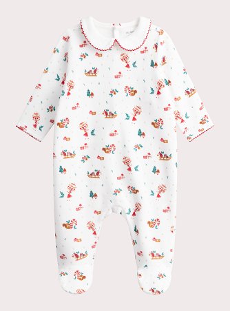 Βρεφική Ολόσωμη Πιτζάμα για Κορίτσια White Christmas