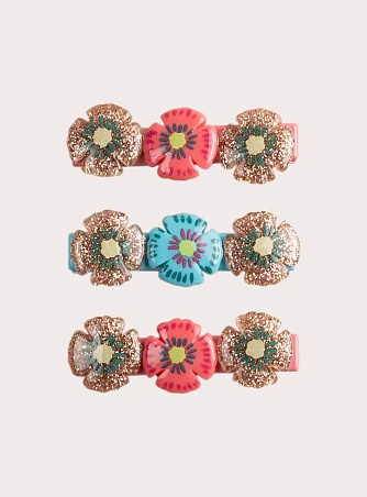 Σετ Παιδικά Κοκκαλάκια για Κορίτσια Flower Power 3 τμχ