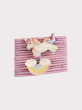 Σετ Παιδικά Λαστιχάκια Μαλλιών για Κορίτσια Pink Unicorn 16 τμχ