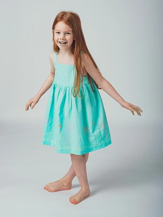 Παιδικό Φόρεμα για Κορίτσια Turquoise Print - 2 σε 1