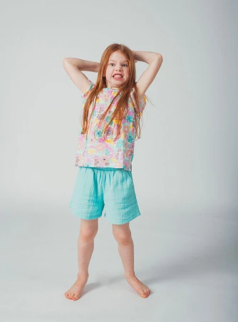 Παιδικό Σορτς για Κορίτσια Flowy Turquoise