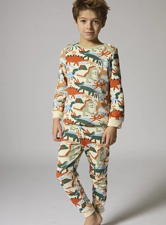 Σετ Παιδικές Πιτζάμες για Αγόρια Ecru Dinosaurs