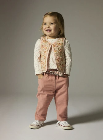 Βρεφικό Γιλέκο για Κορίτσια Quilted Floral - 2 σε 1