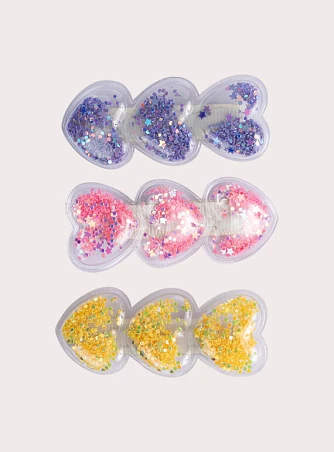 Σετ Παιδικά Κοκαλάκια Μαλλιών για Κορίτσια Colourful Hearts 3 τμχ