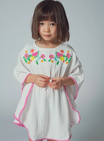 Παιδικό Πόντσο για Κορίτσια White Fruits