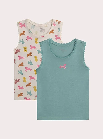 Σετ Παιδικά Φανελάκια για Κορίτσια Multi Poodles 2 τμχ