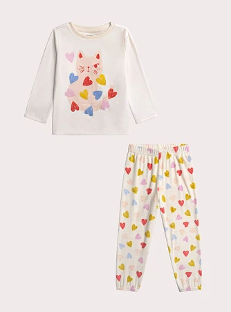 Σετ Παιδικές Πιτζάμες για Κορίτσια Loving Cat