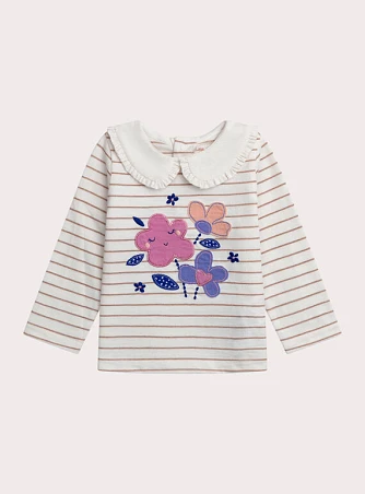 Βρεφική Μπλούζα για Κορίτσια Striped Bouquet