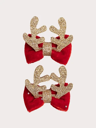 Σετ Παιδικά Κοκαλάκια Μαλλιών για Κορίτσια Reindeer Bows 2 τμχ