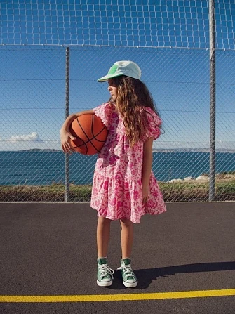 Ροζ Φόρεμα με Λουλούδια για Κορίτσια