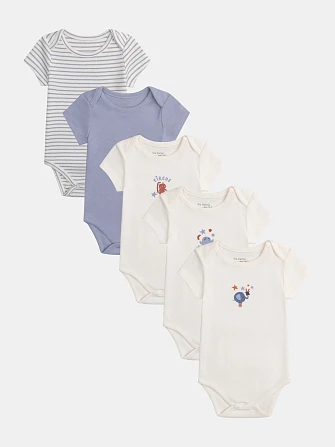 Σετ Βρεφικά Κορμάκια για Αγόρια Blue Circus 5τμχ