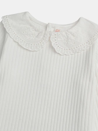 Βρεφική Μπλούζα για Κορίτσια Ribbed White