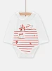 Βρεφικό Μακρυμάνικο Κορμάκι για Κορίτσια White/Red Stripes