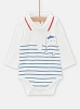 Βρεφικό Μακρυμάνικο Φορμάκι Unisex White/Blue Stripes